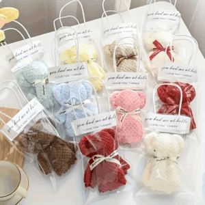 Cute Bear Towel Gift Set with Transparent Bag